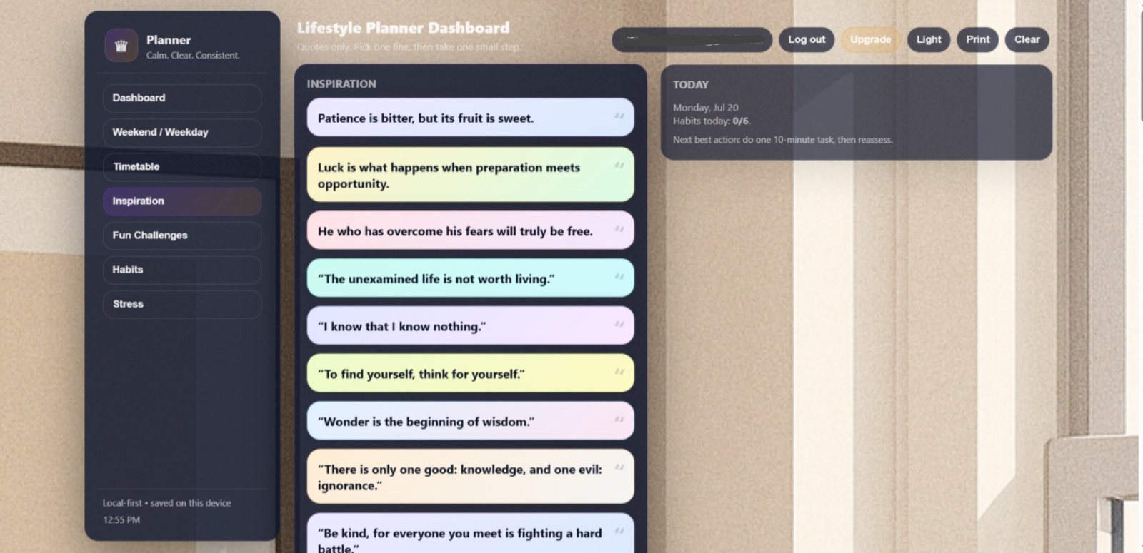 Premium Inspiration preview with colorful quote cards